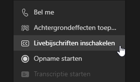 teams live bijschrift