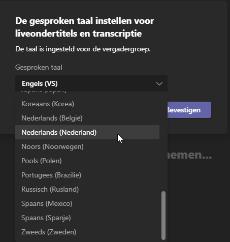 taal kiezen teams