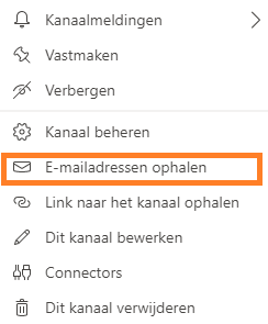 Teams emailadres ophalen